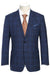 Renoir Men's Classic Fit Wool-Linen Blazer in Blue Windowpane Plaid - USA Men's Outlet