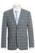 Renoir Men's Grey Windowpane Plaid 2-Btn Slim Fit Stretch Suit - USA Men's Outlet