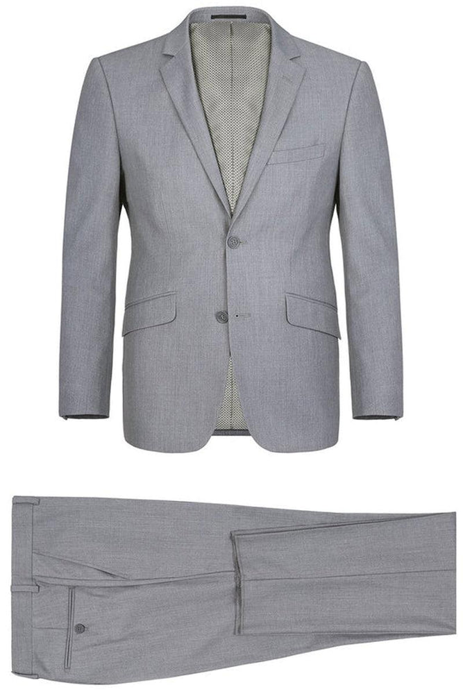 Renoir Men's Light Grey Two-Button Slim-Fit Hack Pocket Suit - USA Men's Outlet