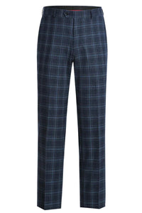 Renoir Men's Luxurious Slim-Fit Windowpane Plaid Two-Button Summer Suit - USA Men's Outlet