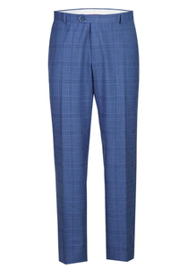 "Renoir Men's Refined 2-Btn Slim Fit Windowpane Plaid 2pc Suit in Blue" - USA Men's Outlet