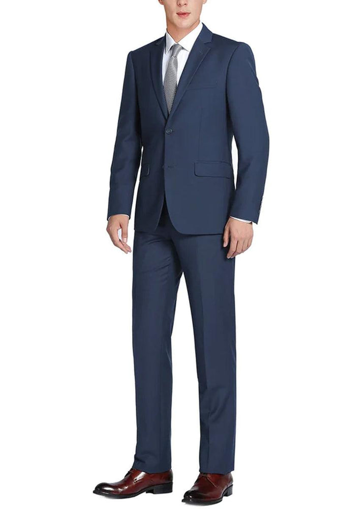 Renoir Men's Slim Fit Navy Suit w/ Optional Vest - USA Men's Outlet