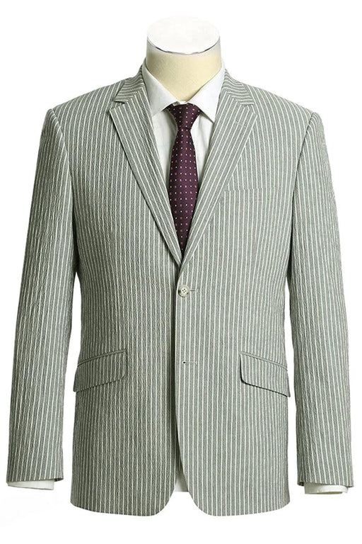 "Renoir Men's Stylish Grey Pinstripe Slim Fit Cotton Suit" - USA Men's Outlet