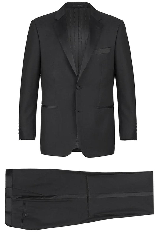 Renoir Men's Traditional Tuxedo: Black Two-Button Notch Lapel Fit - USA Men's Outlet