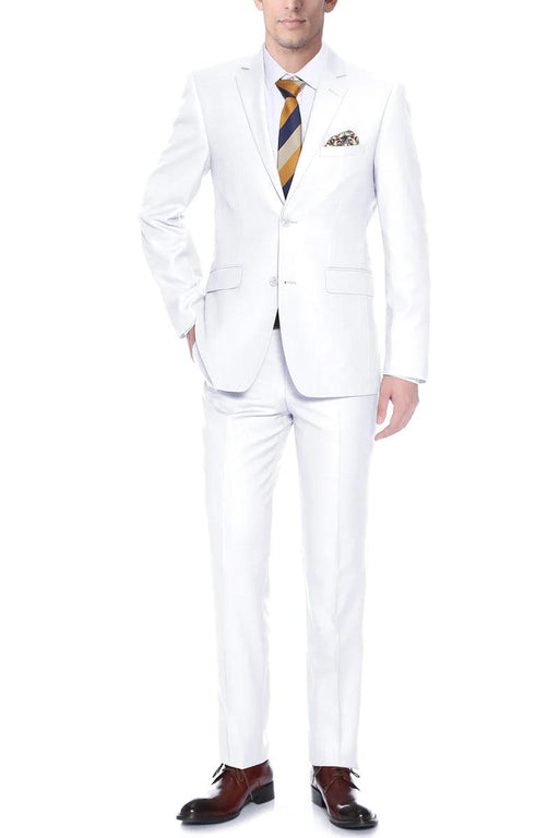 Renoir Men's White Classic Fit 2-Button Suit - USA Men's Outlet