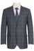 Renoir Men's Wool 2-Button Classic Vested Suit in Grey-Blue Windowpane Plaid - USA Men's Outlet