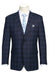 "Renoir Mens 2-Button Wool-Stretch Navy Windowpane Blazer" - USA Men's Outlet