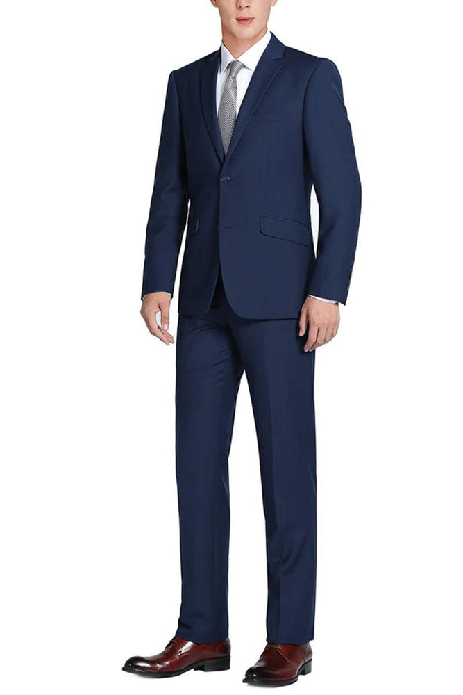 Renoir Mens Slim Fit 2Btn Suit in Indigo Navy - USA Men's Outlet