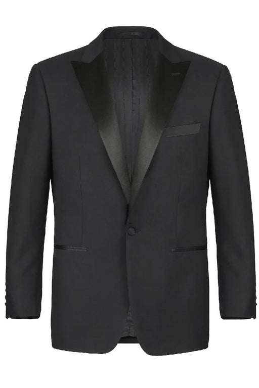 Renoir Premium 1-Button Black Tuxedo Slim Fit Peak Lapel - USA Men's Outlet