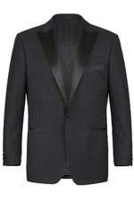 Renoir Premium 1-Button Black Tuxedo Slim Fit Peak Lapel - Elegant Mensattire