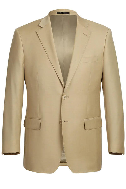 Renoir Tan 2-Button Wool Slim Suit w/ Optional Vest - USA Men's Outlet