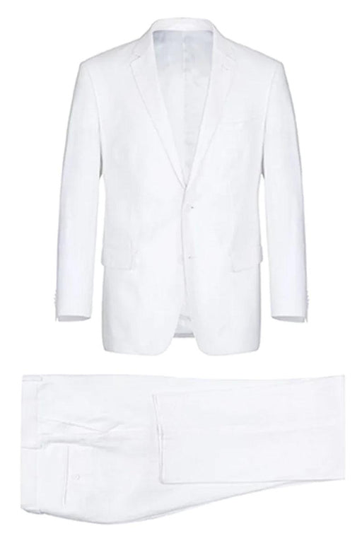 Renoir White Linen 2-Button Classic Fit Summer Suit - USA Men's Outlet