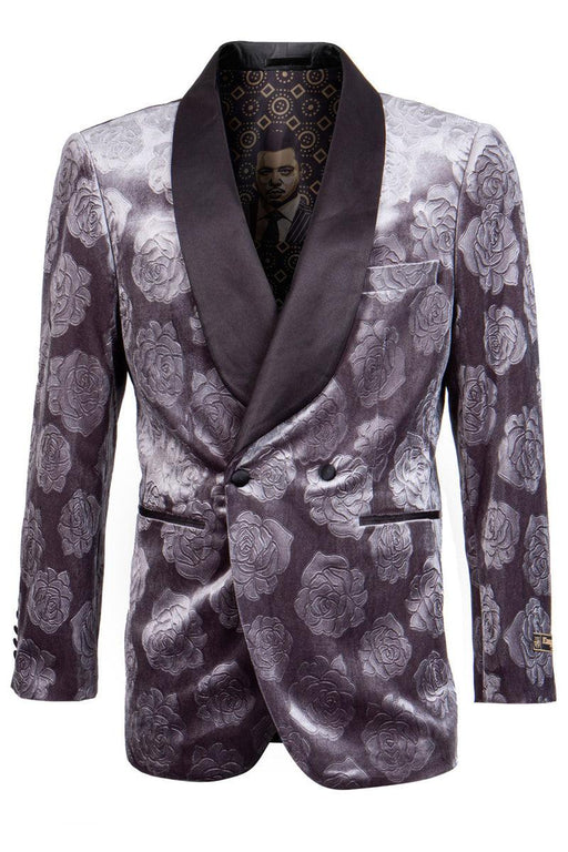 Resurgence 

Men's Empire Resurgence Double-Breasted Velvet Smoking Jacket - Grey Floral Rose Print - USA Men's Outlet