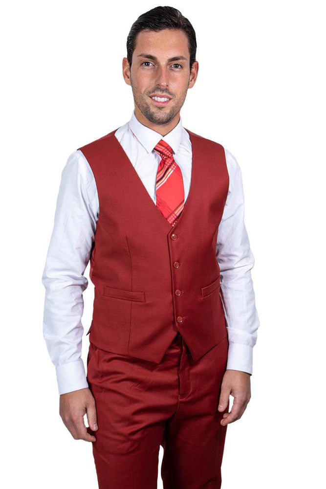 Revised product title: Stacy Adams Men's 2-Btn Vested Basic Brick Suit. - USA Men's Outlet