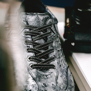 Zelli Rio Genuine Ostrich Quill Sneakers in Faded Black