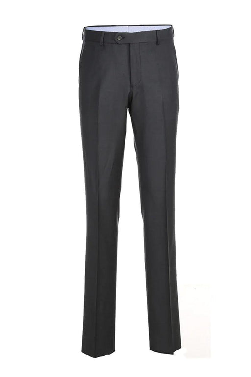 Rivelino Charcoal Grey Wool Modern Fit 2-Button Half Canvas Suit - USA Men's Outlet