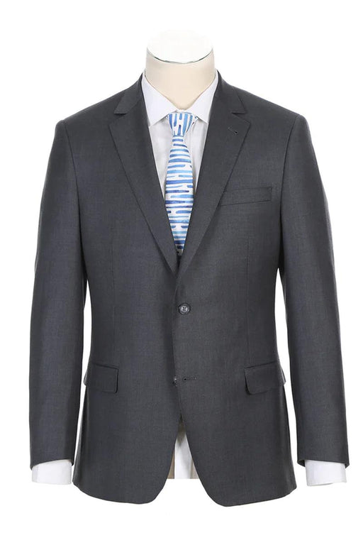 "Rivelino Steel Grey Half Canvas Wool Suit: Modern Fit & Two Button" - USA Men's Outlet