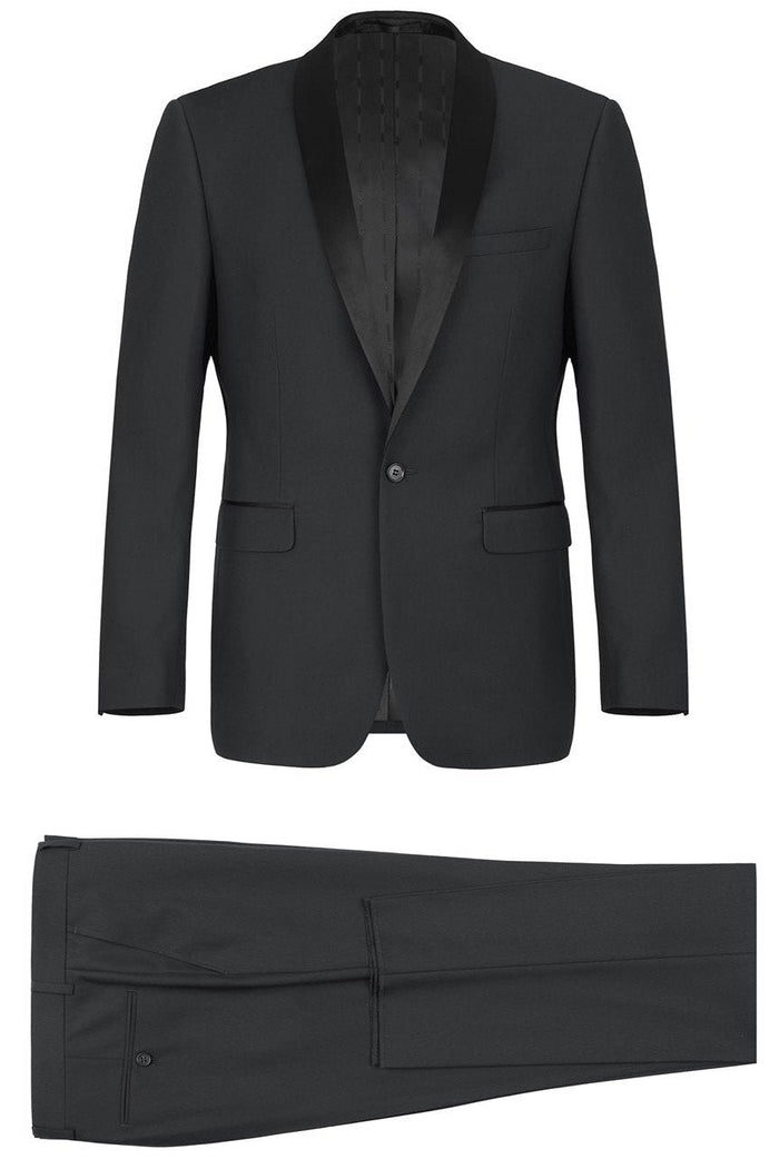"Paris" Black 1-Button Shawl Tuxedo (2-Piece Set)