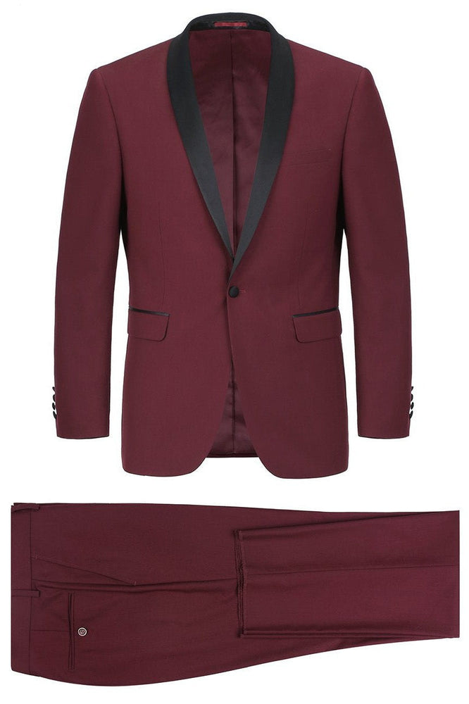 "Paris" Burgundy 1-Button Shawl Tuxedo (2-Piece Set)