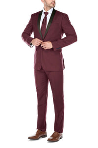 "Paris" Burgundy 1-Button Shawl Tuxedo (2-Piece Set)