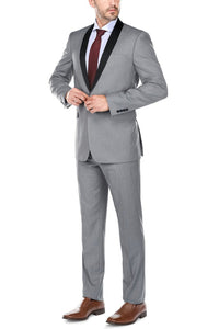 "Paris" Grey 1-Button Shawl Tuxedo (2-Piece Set)