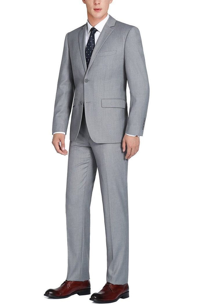 "Rafael" Light Grey 2-Button Notch Suit (2-Piece Set)