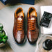 Zelli Rocco Hand-Burnished Embossed Crocodile Sneakers in Brown