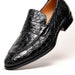 Zelli Roma Genuine Caiman Crocodile Penny Loafer in Black