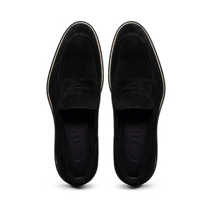Zelli Roma Versatile Italian Suede Penny Loafers in Black