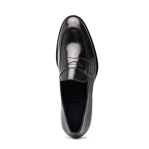 Zelli Roma Hand-Burnished Calfskin Penny Loafers in Black