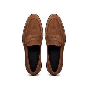 Zelli Roma Italian Suede Penny Loafers in a Beautiful Tobacco Finish