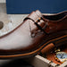 Zelli Roman Smooth Calfskin Monk Strap Dress Shoes in Chestnut