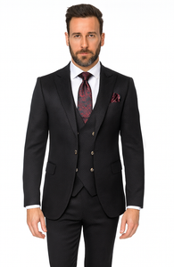 Rossi Man Bond RM1751 Black Slim Fit 3-Piece Suit – Men’s Formalwear