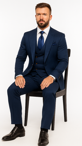 Rossi Man BOND RM1752 Slim Fit 3-Piece Navy Suit – Double-Breasted Vest