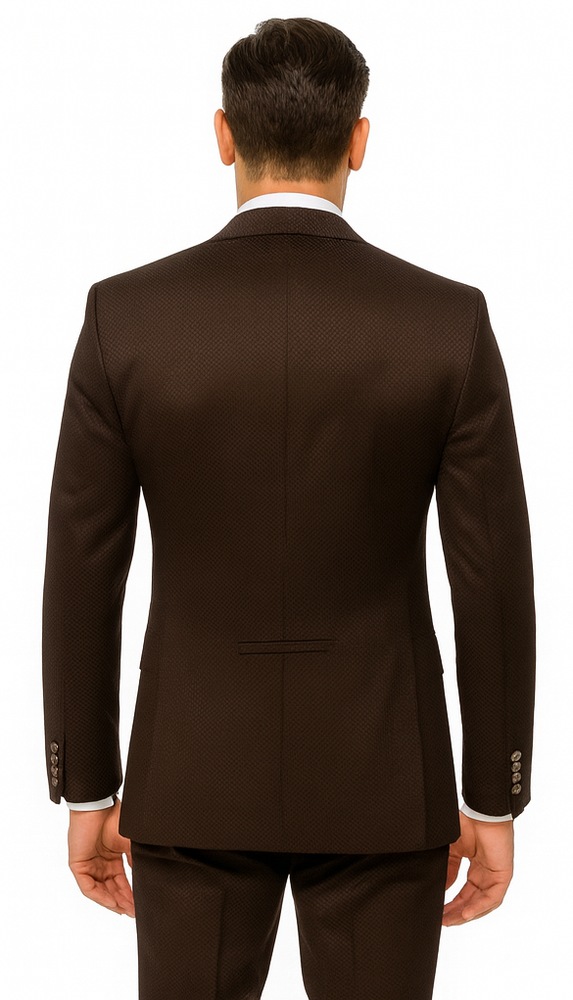 Rossi Man BOND RM1753 Slim Fit 3-Piece Suit – 1-Button Peak Lapel Men’s Formalwear