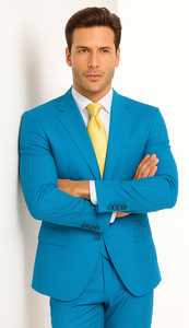 Rossi Man BOND RM1776 Slim Fit 3-Piece Suit – Turquoise Blue Men’s Formalwear
