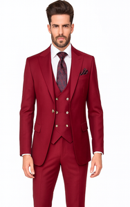 Rossi Man Bond RM1777 Red Slim Fit 3-Piece Suit – Men’s Formalwear