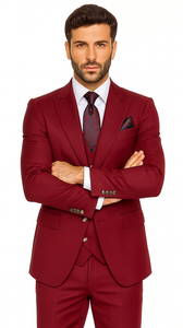 Rossi Man BOND RM1777 Slim Fit 3-Piece Red Suit – Modern Men’s Formalwear