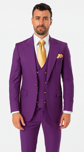Rossi Man BOND RM1778 Slim Fit 3-Piece Purple Suit – Men’s Formalwear