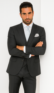 Rossi Man BOND RM1779 Slim Fit 3-Piece Black Suit – Men’s Formalwear