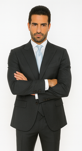 Rossi Man BOND RM1779 Slim Fit 3-Piece Black Suit – Men’s Formalwear