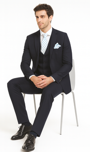 Rossi Man CYRUS RM116 Solid Navy Blue 3-Piece Suit – Men’s Formalwear