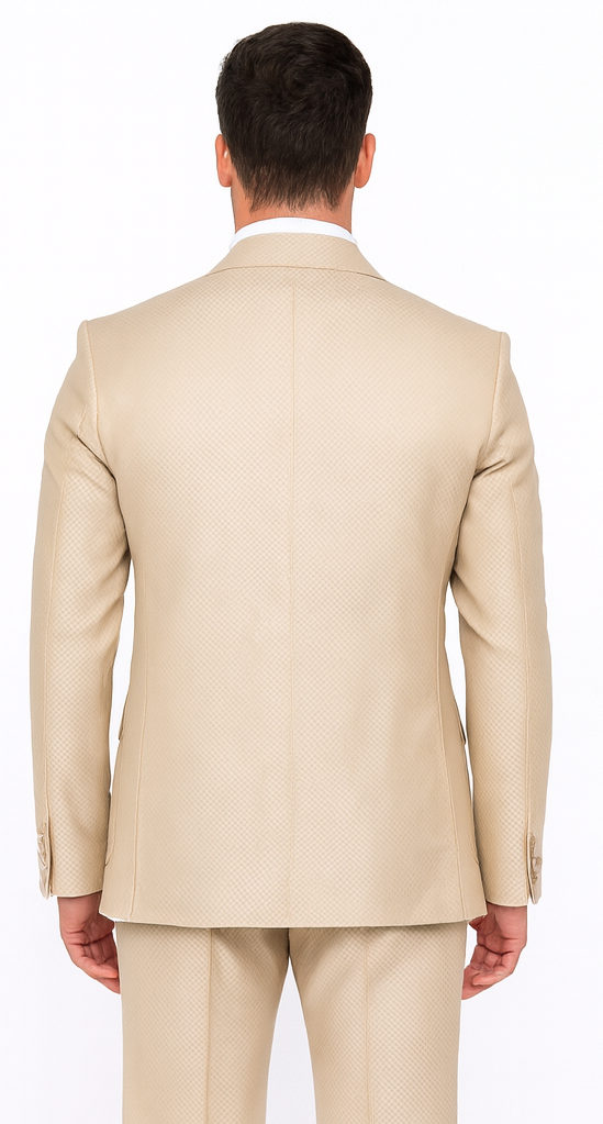 Rossi Man DUKE RM1766 Slim Fit 3-Piece Suit for Men – Modern Cream Off-White Formalwear