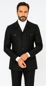 Rossi Man DUKE RM1769 Slim Fit Black 3-Piece Suit for Men – Modern Mens Formalwear