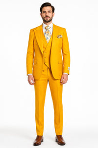 Rossi Man ELI RM103 Bold Yellow 3-Piece Suit – Men’s Formalwear