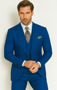 Rossi Man ELI RM110 Royal Blue 3-Piece Suit – Slim Fit Men’s Formalwear