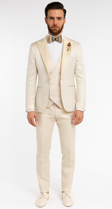 Rossi Man FORD RM1913 Slim Fit 3-Piece Off-White Suit for Men – Classic Formalwear