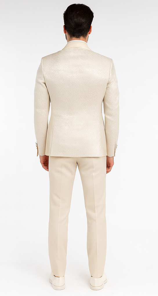 Rossi Man FORD RM1913 Slim Fit 3-Piece Off-White Suit for Men – Classic Formalwear