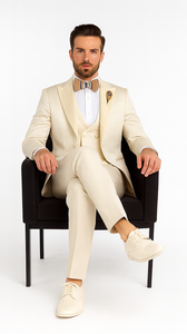 Rossi Man FORD RM1913 Slim Fit 3-Piece Off-White Suit for Men – Classic Formalwear