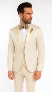 Rossi Man FORD RM1913 Slim Fit 3-Piece Off-White Suit for Men – Classic Formalwear